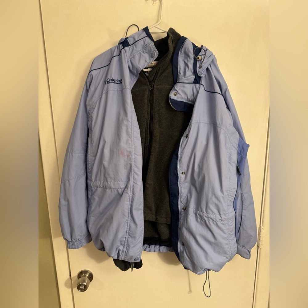 XL womens Columbia 3 in 1 interchange Jacket Weather-Resistant Hooded rain snow